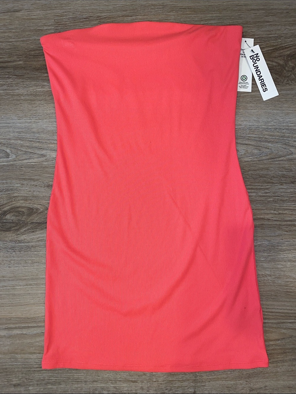 No Boundaries Strapless Ribbed Bodycon Dress - Coral